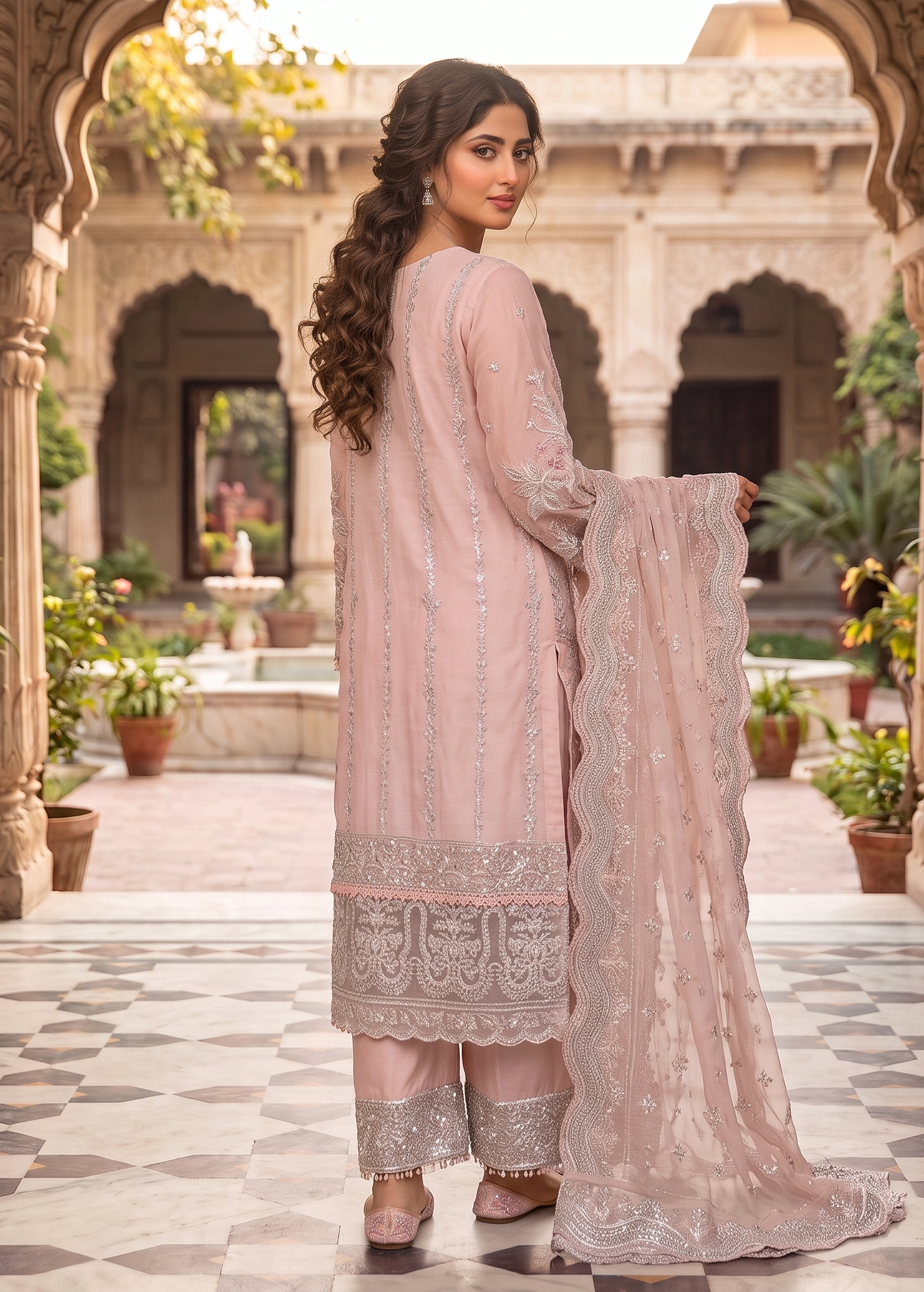 3 Piece - Embroidered Fancy Organza Suit