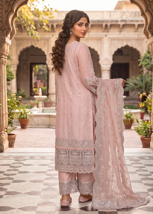 3 Piece - Embroidered Fancy Organza Suit