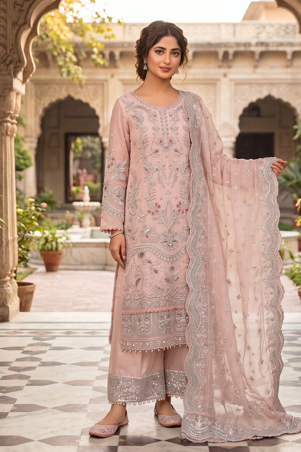 3 Piece - Stitched Embroidered Fancy Organza Suit