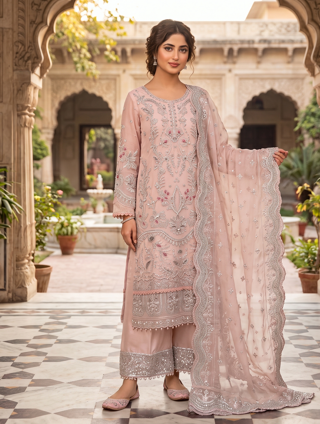 3 Piece - Embroidered Fancy Organza Suit