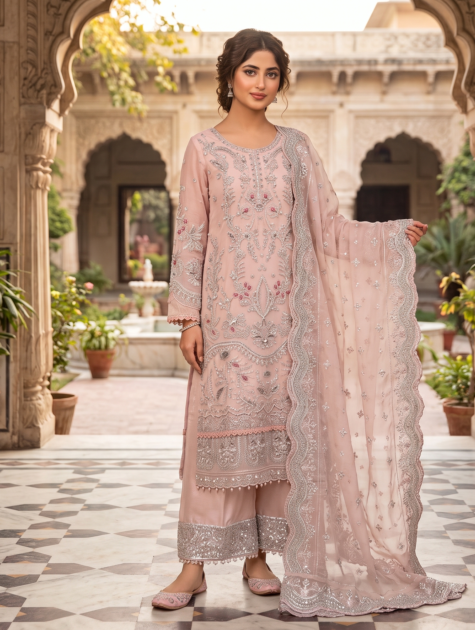 3 Piece - Embroidered Fancy Organza Suit