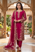 3 Piece - Stitched Embroidered Fancy Tasil Silk Suit