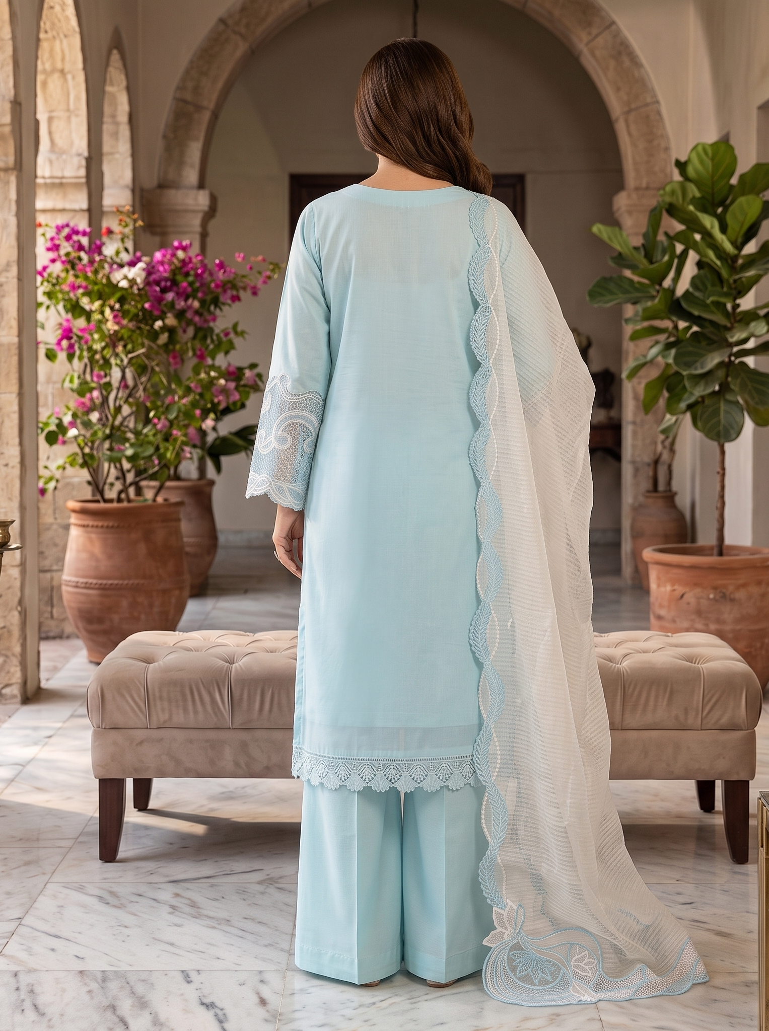 3 Piece - Embroidered Premium Cotton Suit