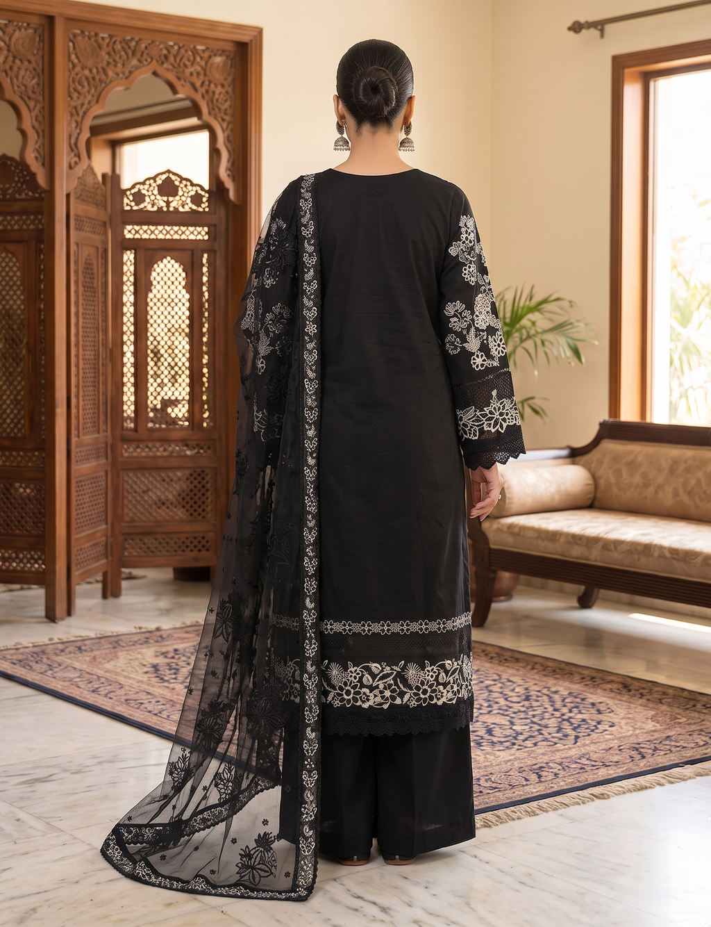 3 Piece - Embroidered Premium Cotton Suit