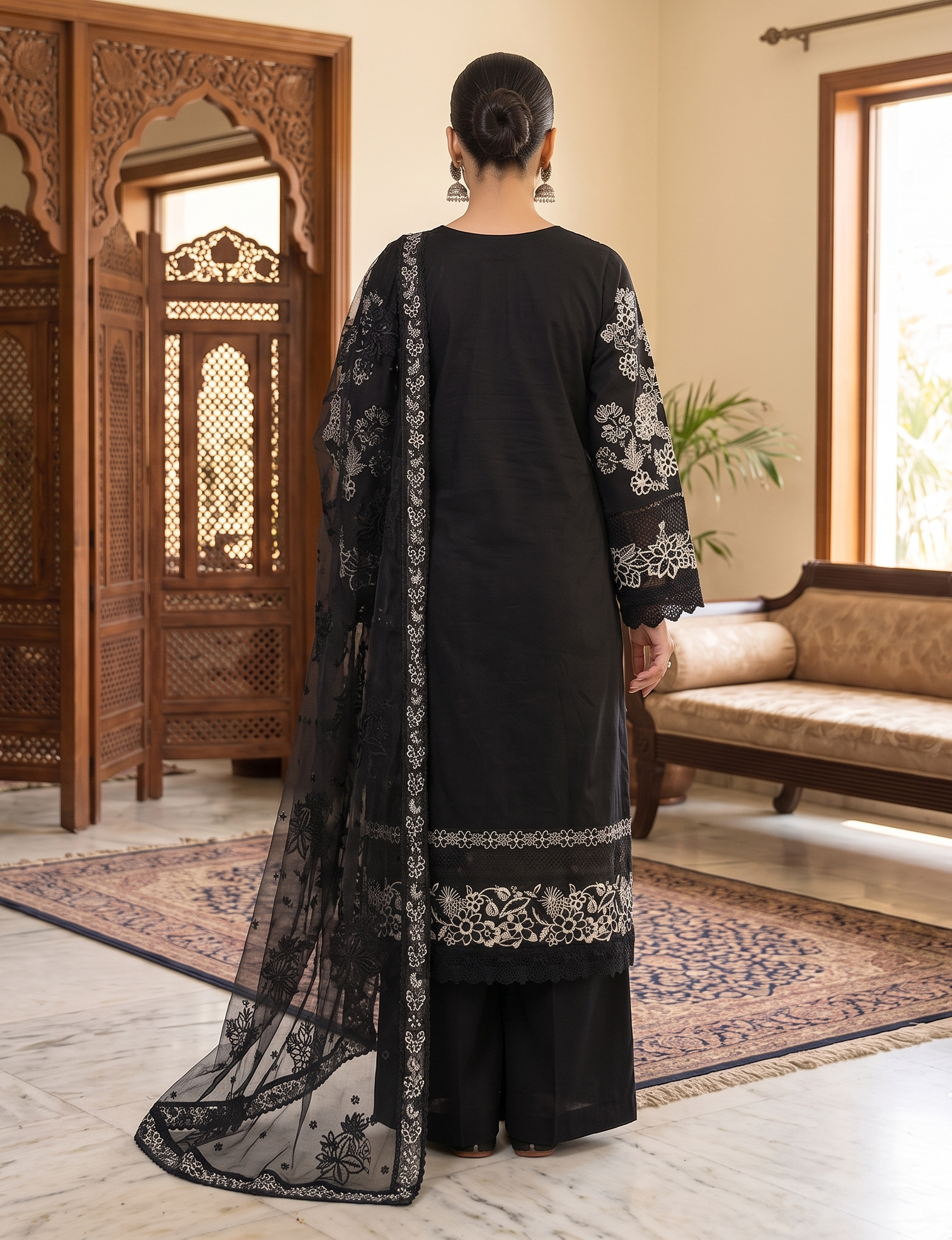 3 Piece - Embroidered Premium Cotton Suit