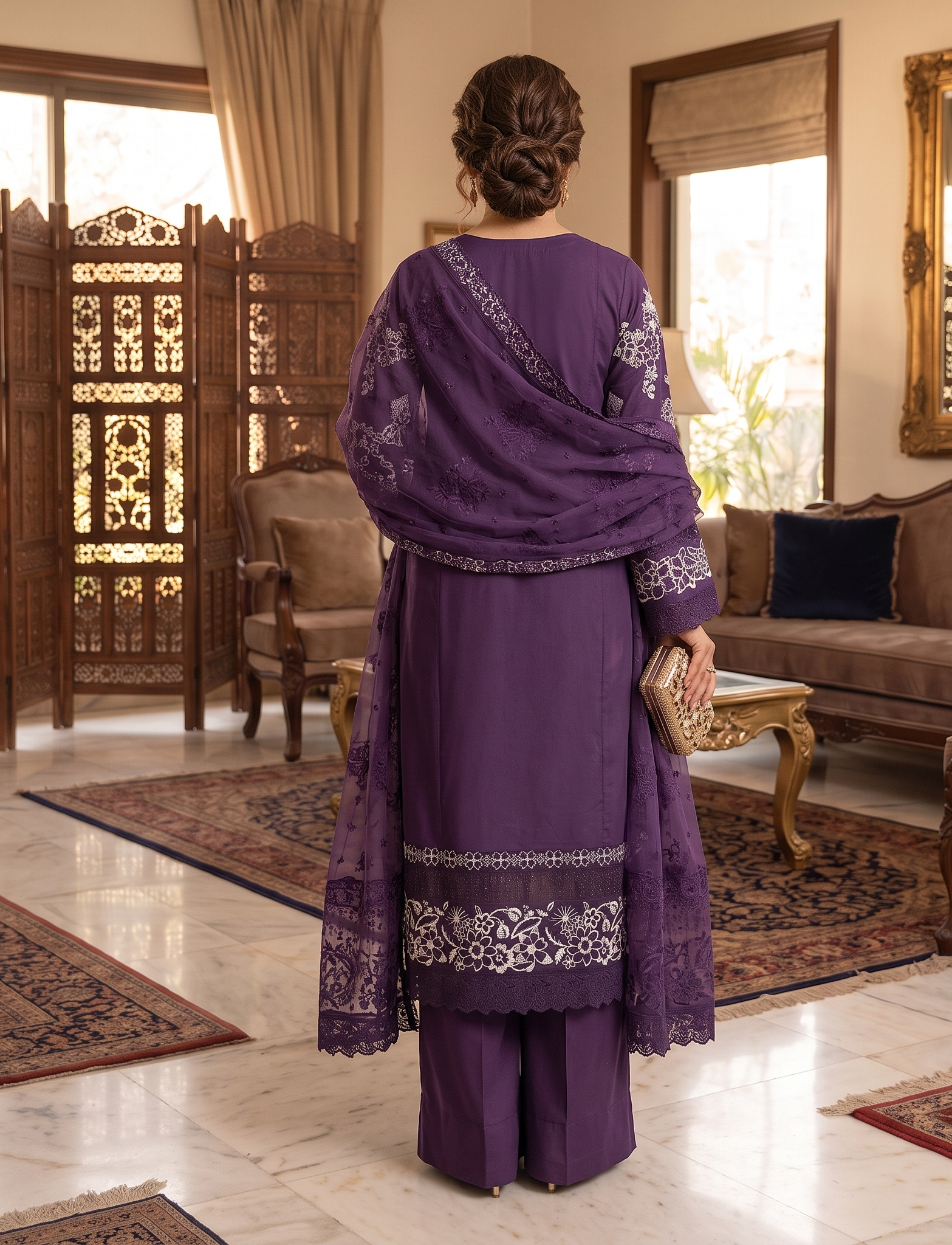 3 Piece - Embroidered Premium Cotton Suit