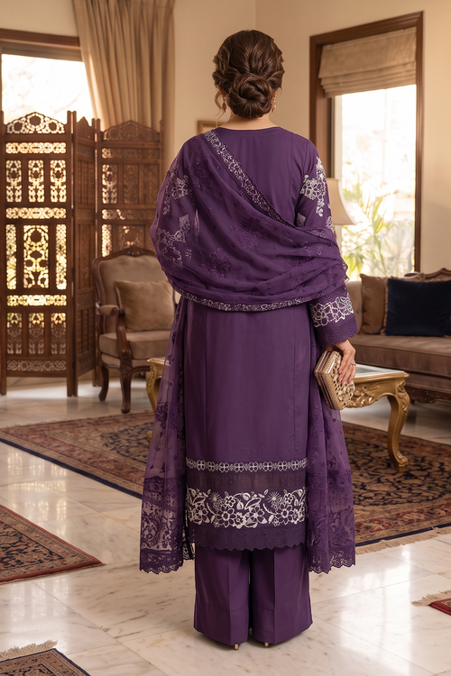 3 Piece -  Stitched Embroidered Premium Cotton Suit