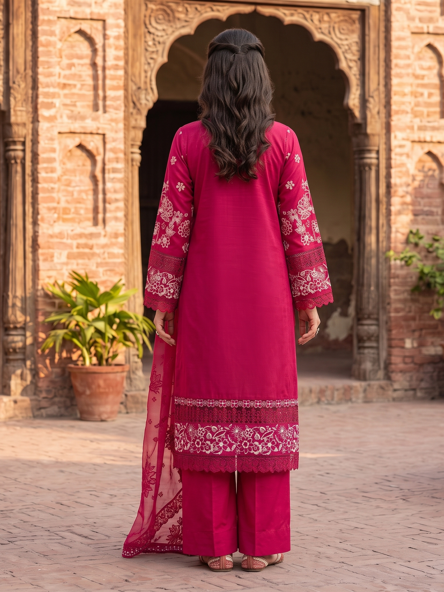 3 Piece - Embroidered Premium Cotton Suit