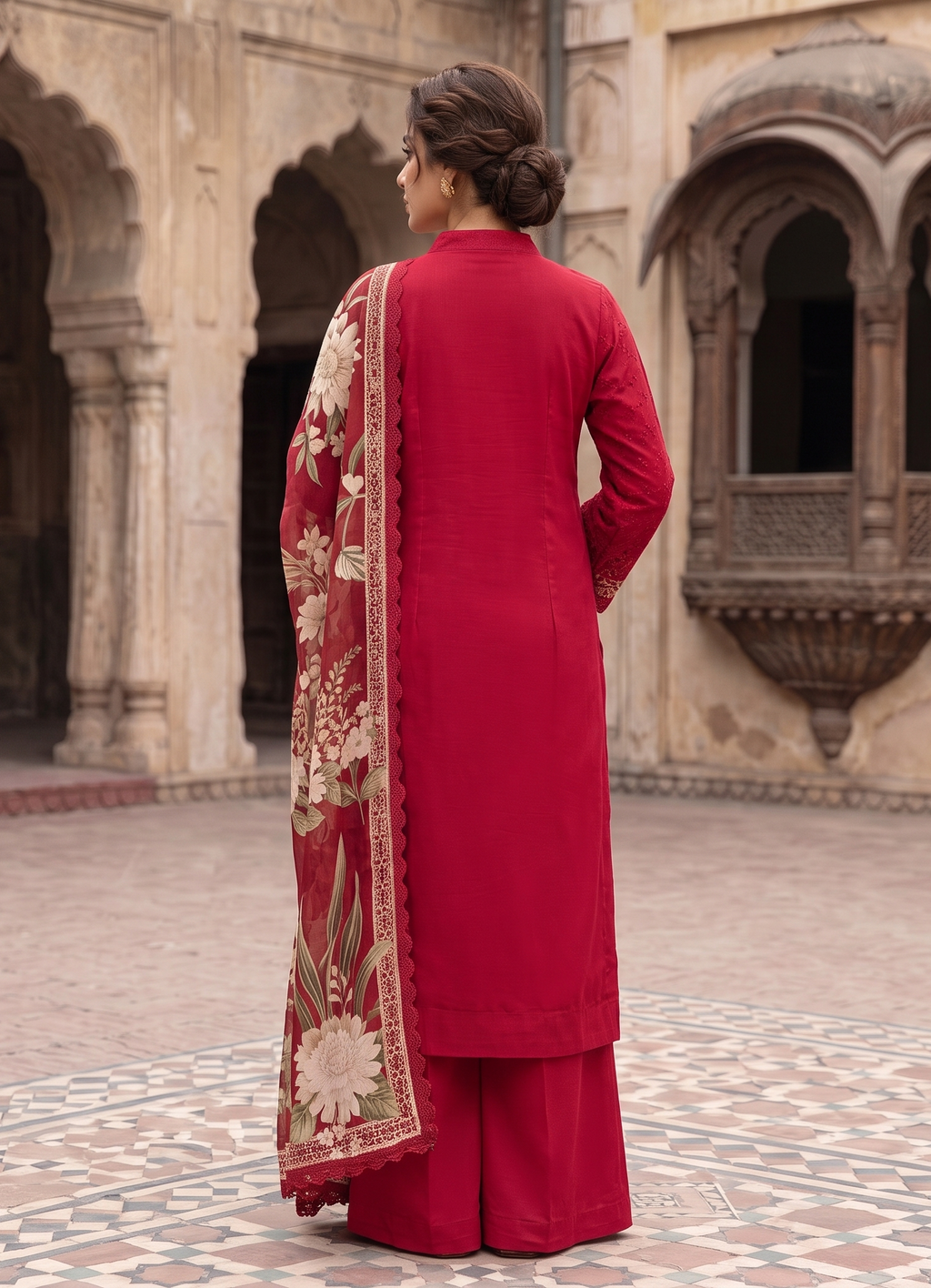 3 Piece - Embroidered Premium Cotton Suit