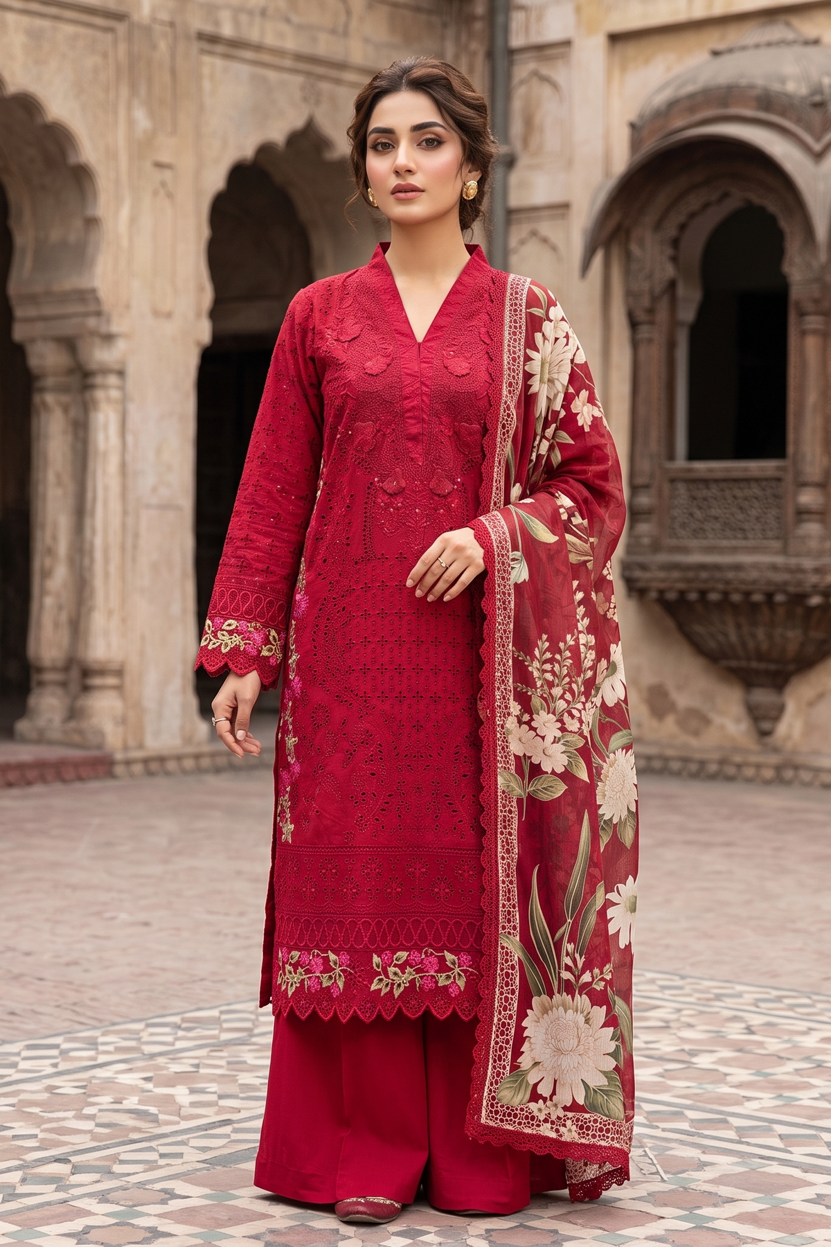 3 Piece - Stitched Embroidered Premium Cotton Suit