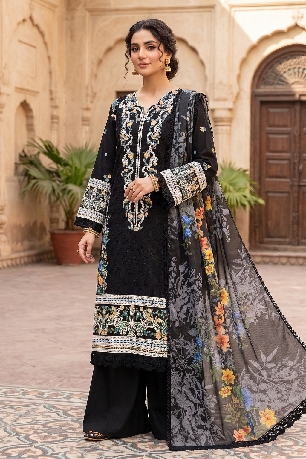 3 Piece - Stitched Embroidered Premium Cotton Suit