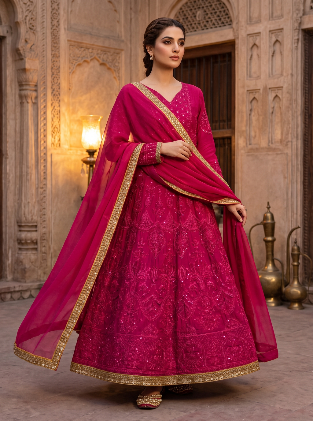 3 Piece - Embroidered Premium Cotton Maxi