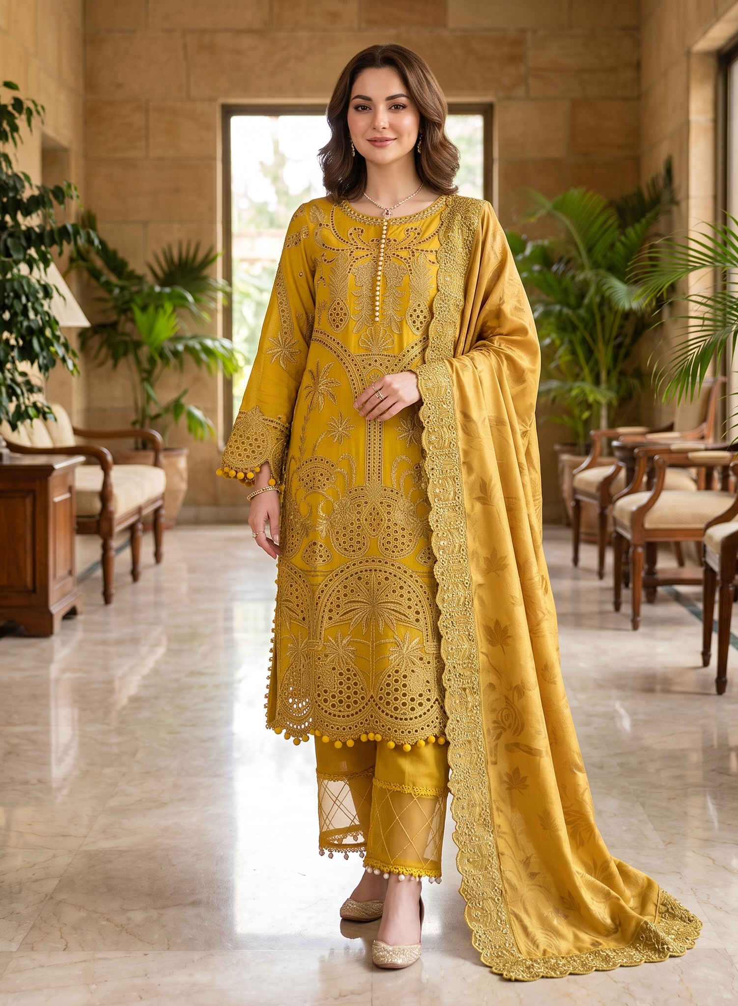 3 Piece - Embroidered Fancy Organza Suit
