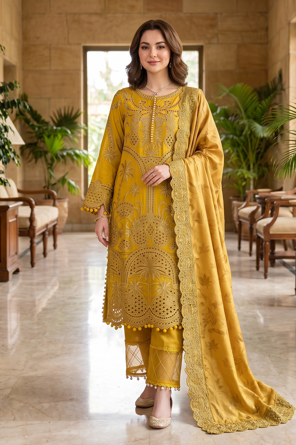 3 Piece - Stitched Embroidered Fancy Organza Suit