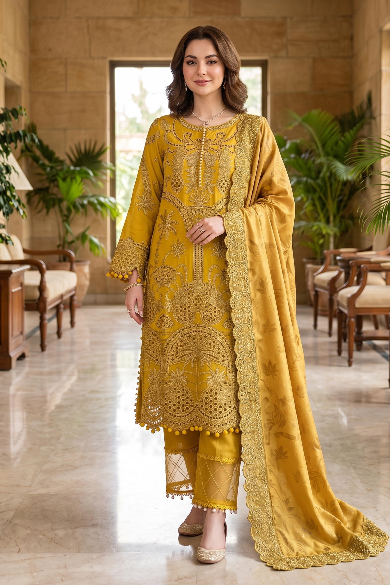 3 Piece - Stitched Embroidered Fancy Organza Suit