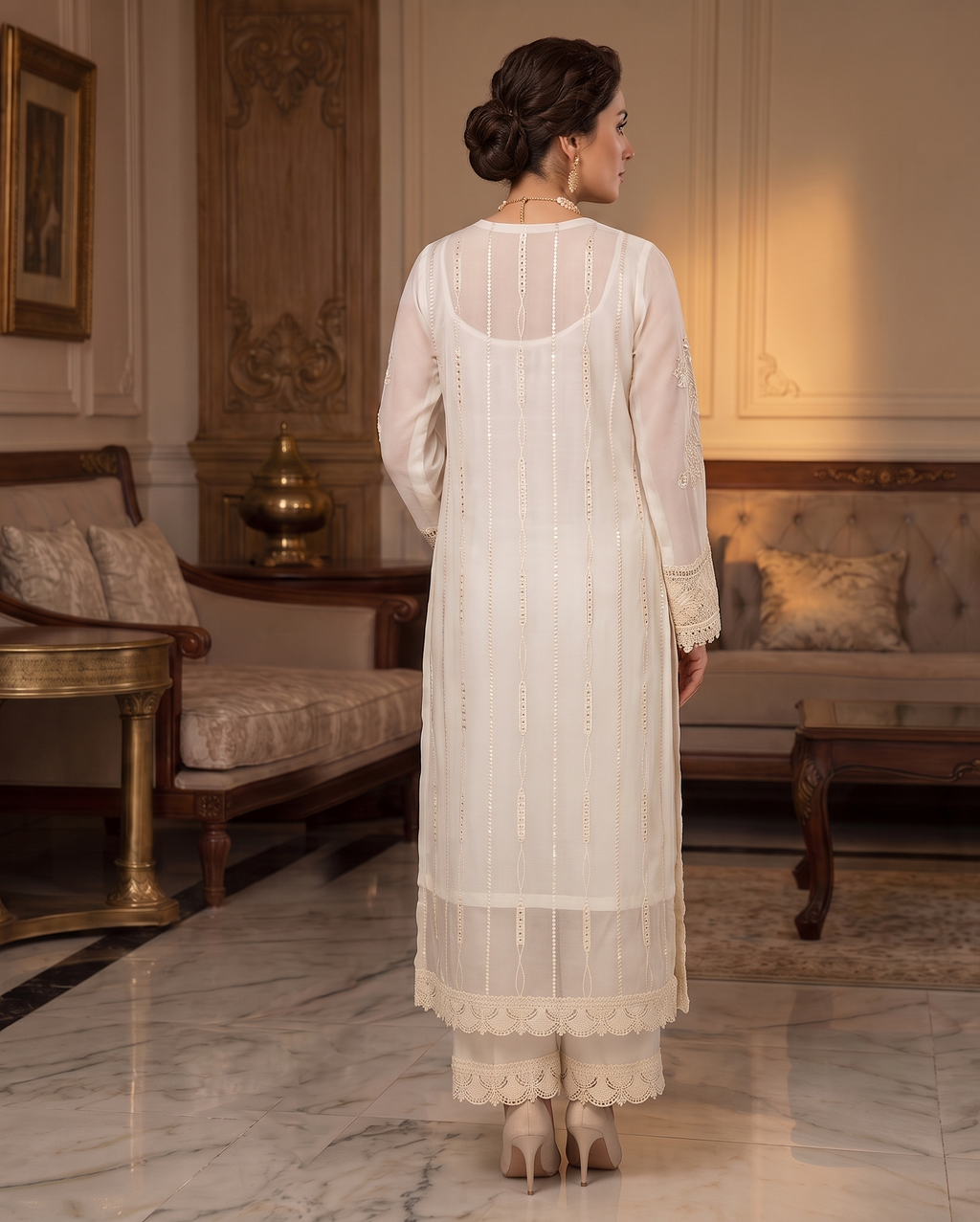 3 Piece - Embroidered Fancy Organza Suit