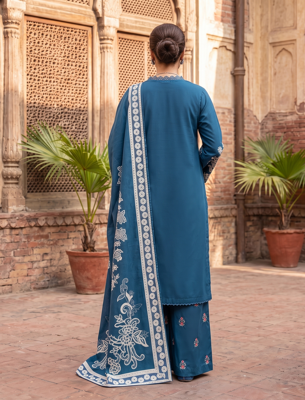 3 Piece - Embroidered Premium Cotton Suit
