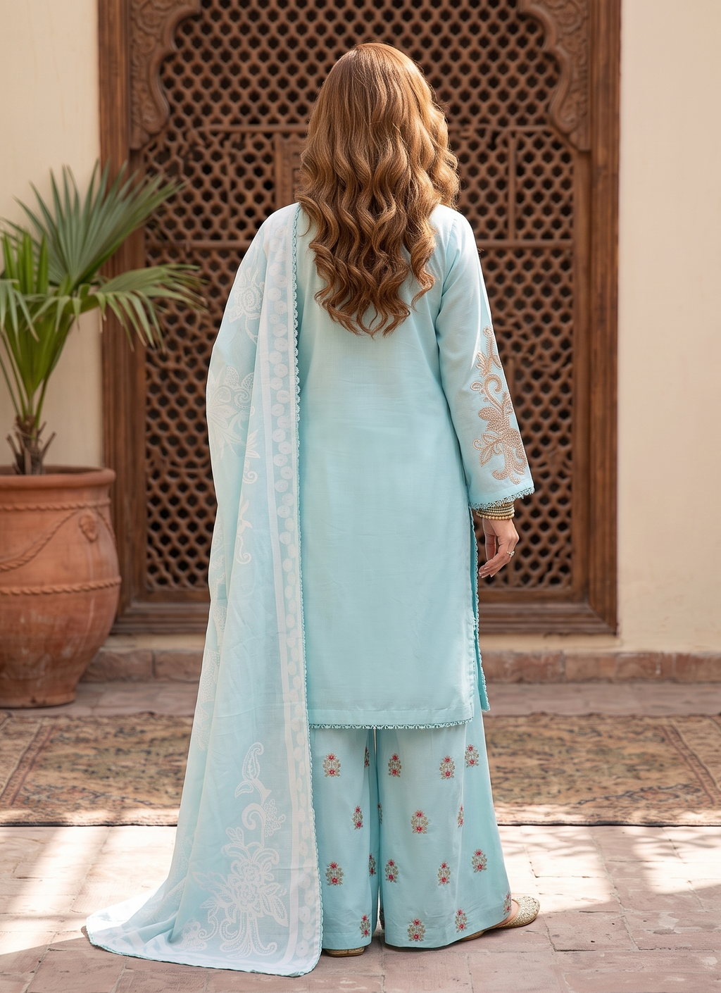 3 Piece - Embroidered Premium Cotton Suit