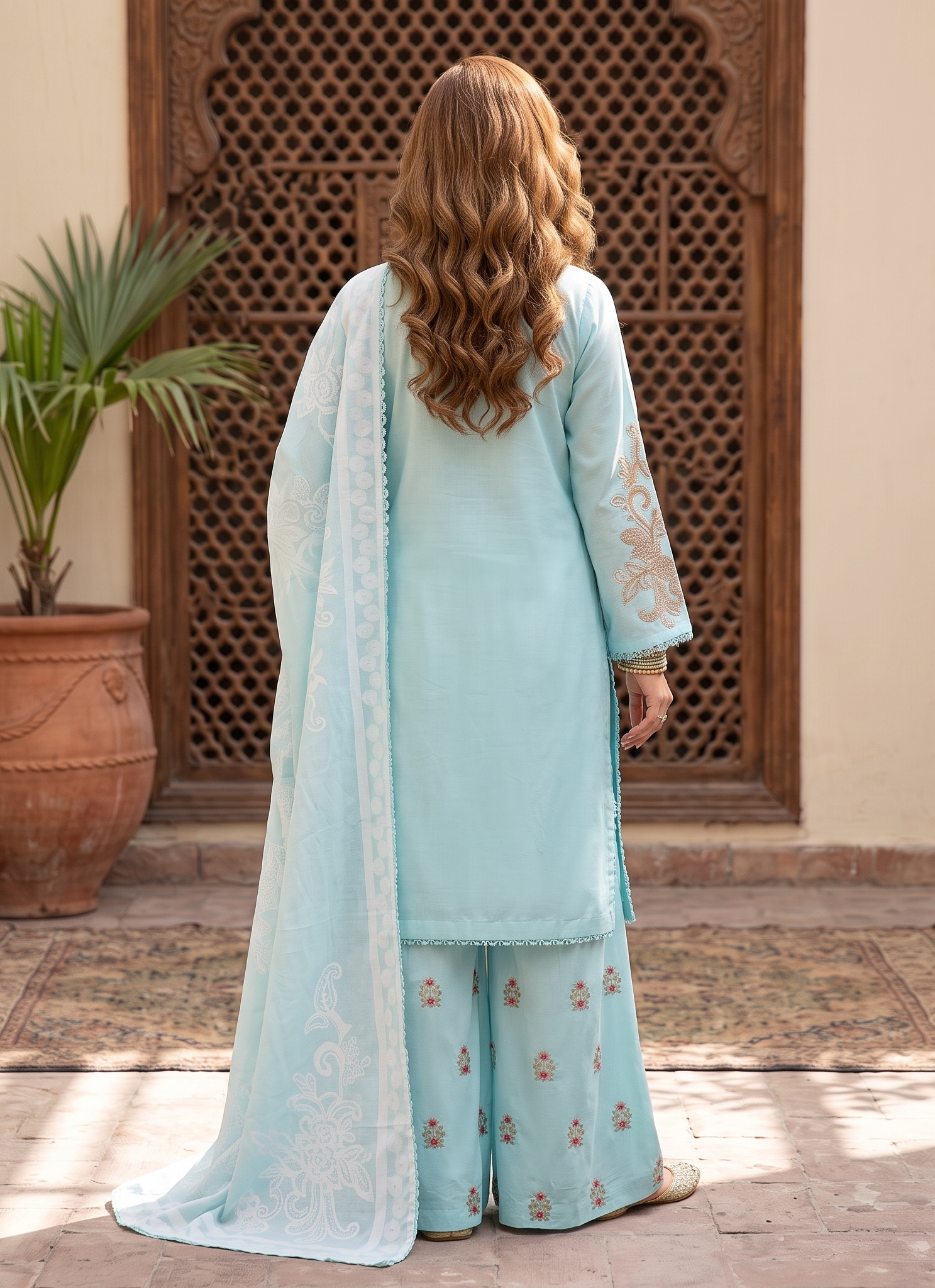 3 Piece - Embroidered Premium Cotton Suit