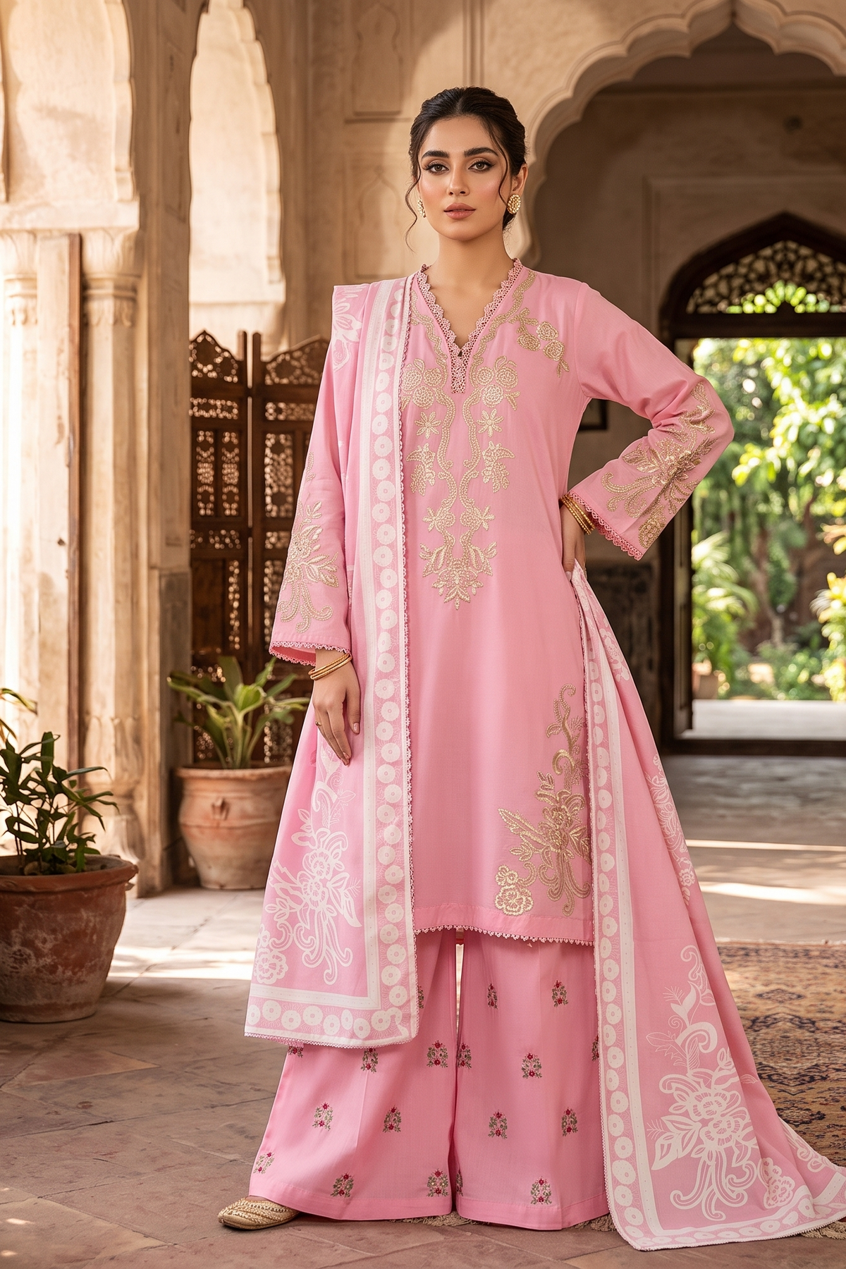 3 Piece - Stitched Embroidered Premium Cotton Suit