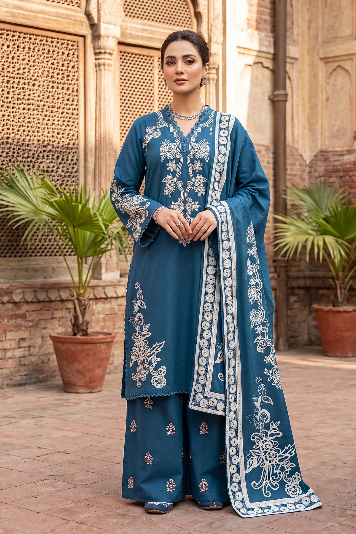 3 Piece - Stitched Embroidered Premium Cotton Suit