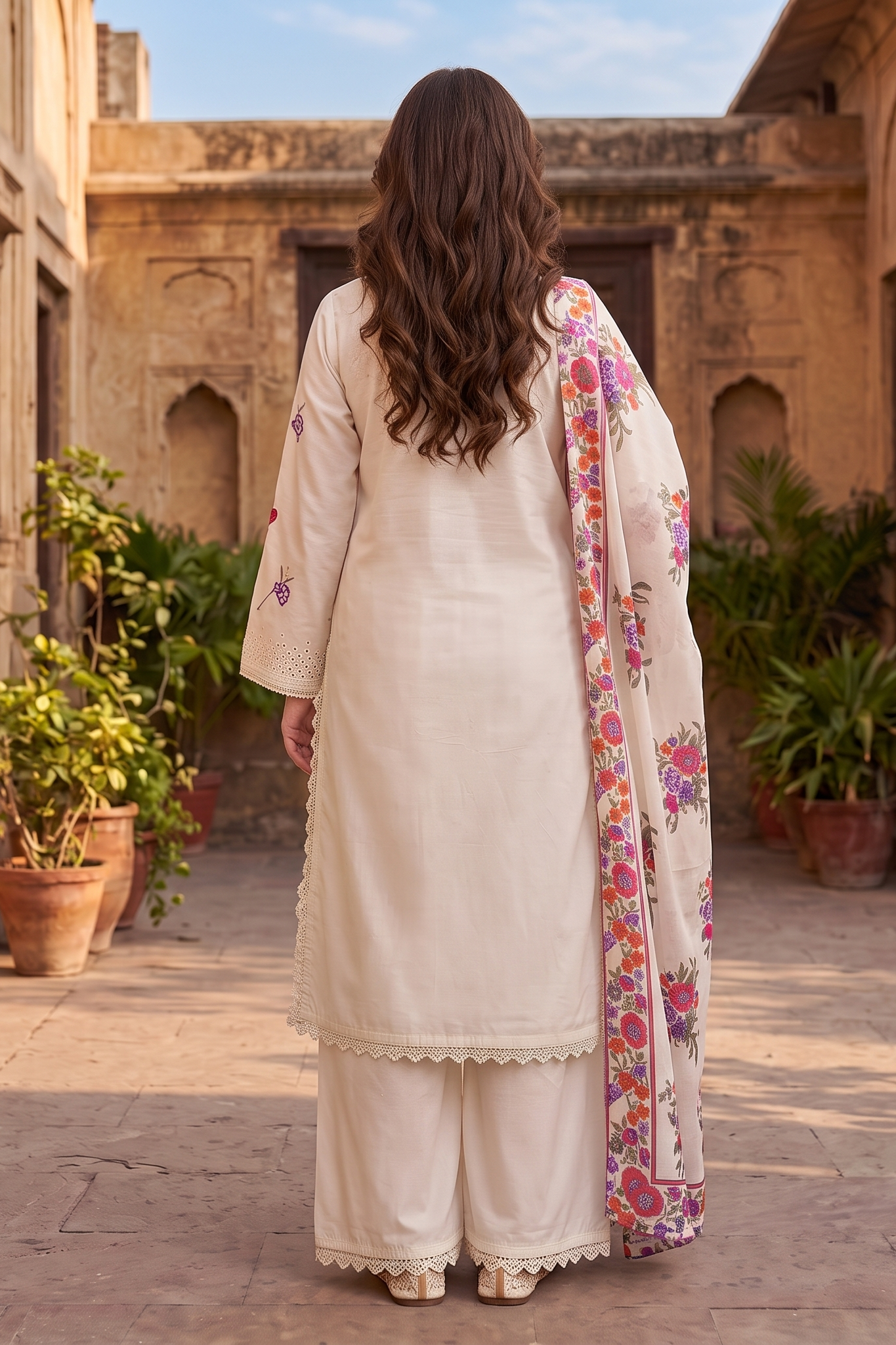 3 Piece - Embroidered Premium Cotton Suit