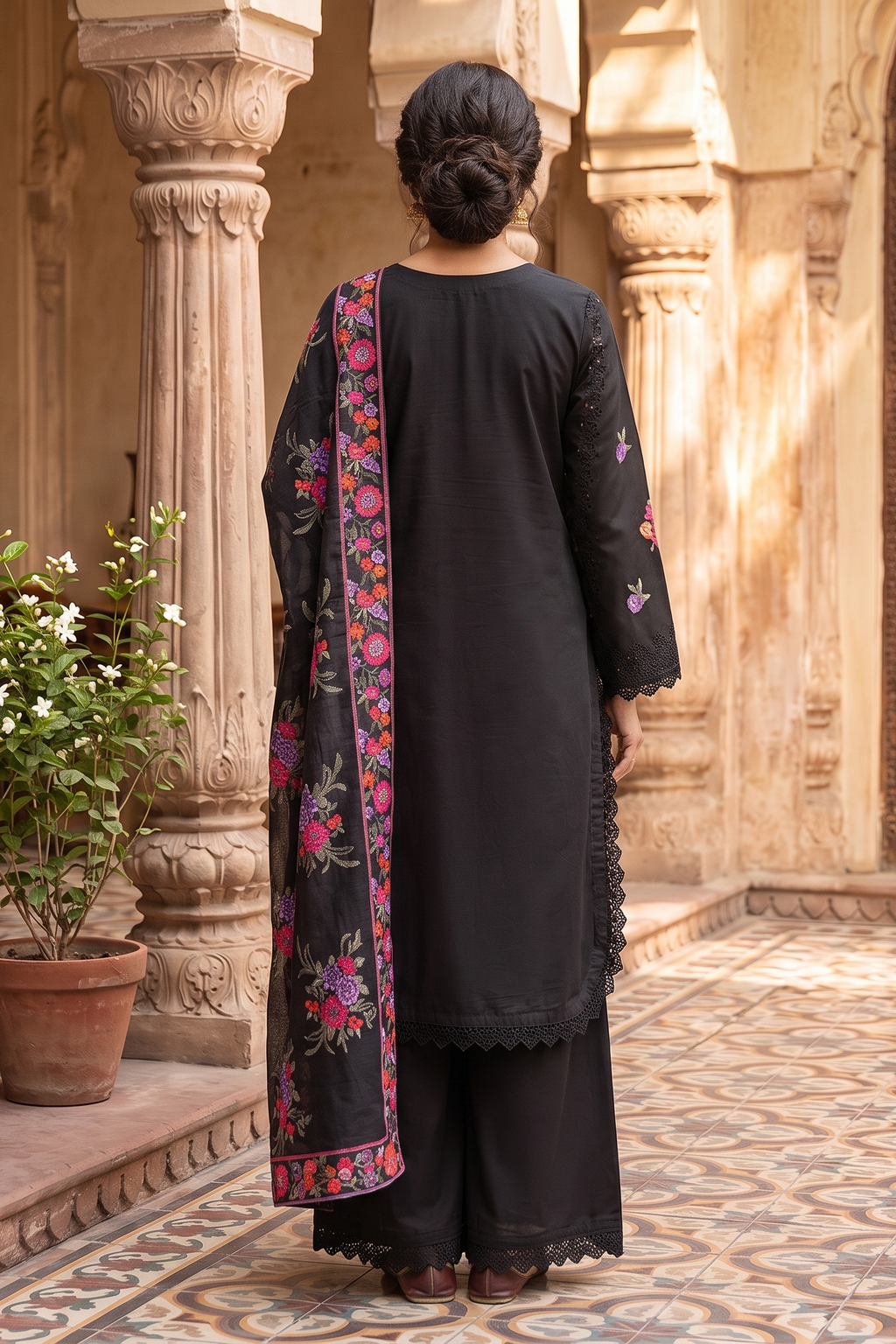 3 Piece - Embroidered Premium Cotton Suit