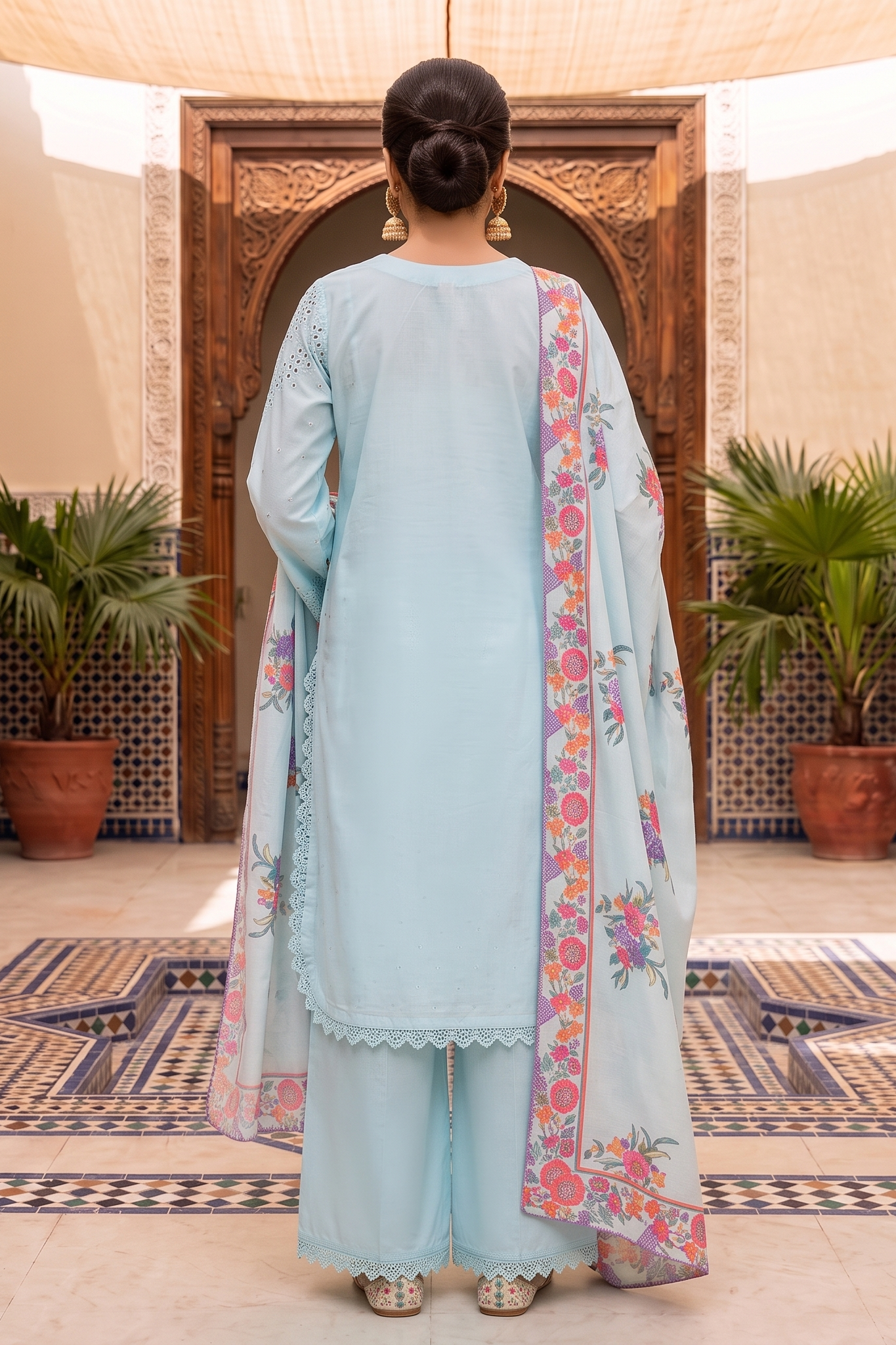 3 Piece - Embroidered Premium Cotton Suit