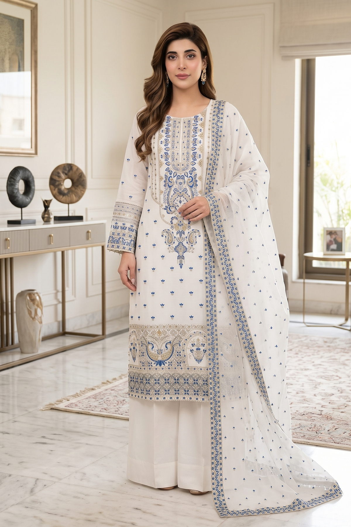 3 Piece - Stitched Embroidered Premium Cotton Suit