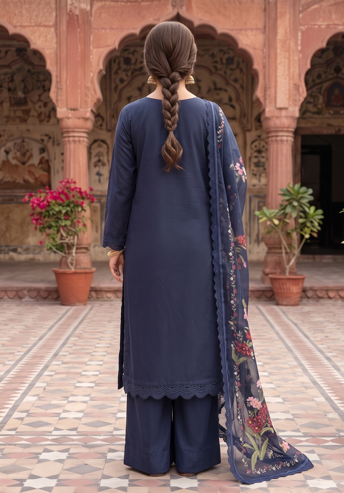 3 Piece - Embroidered Premium Cotton Suit