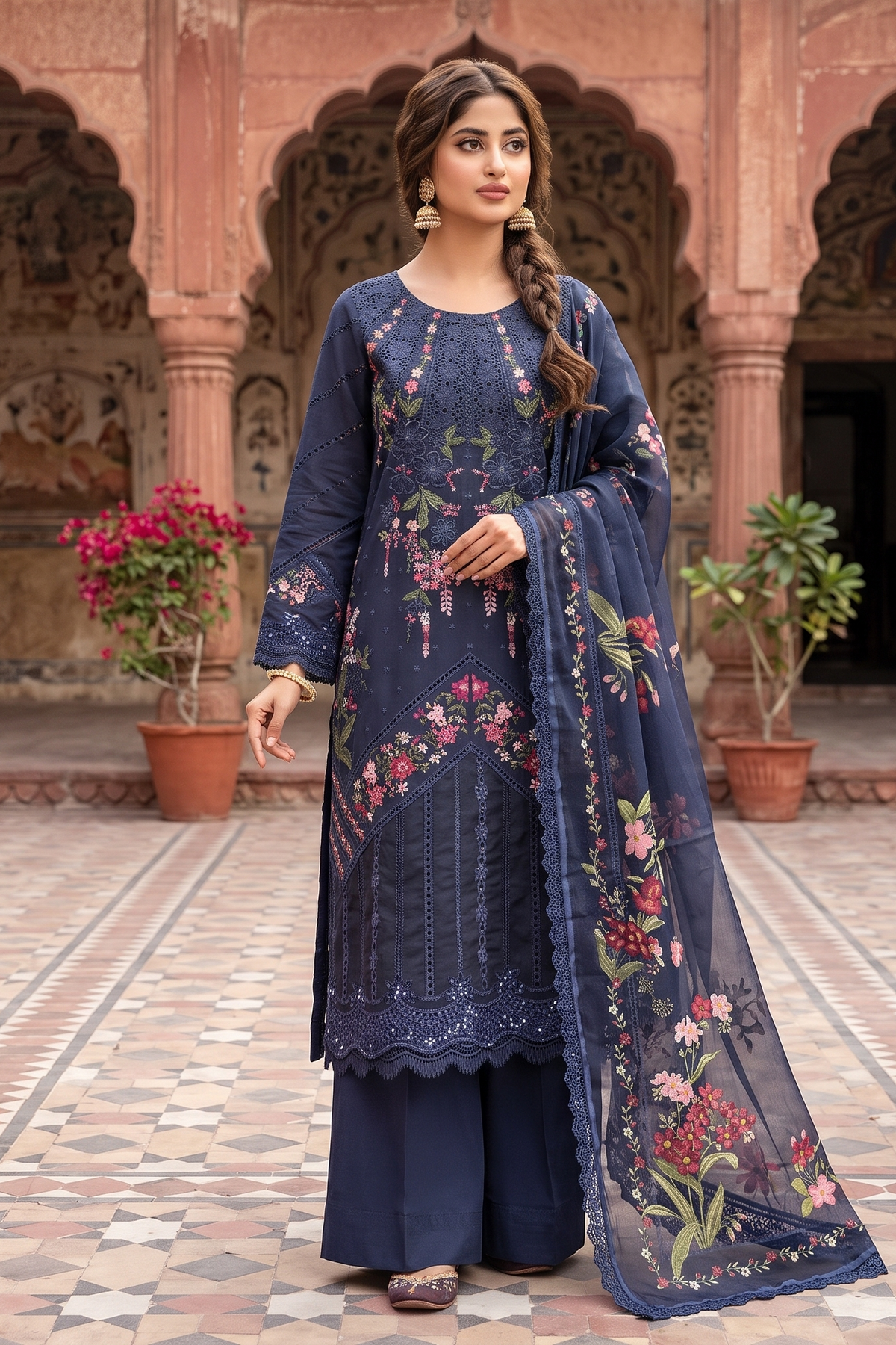 3 Piece - Stitched Embroidered Premium Cotton Suit